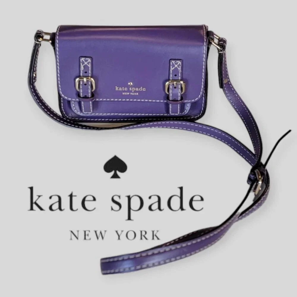 Kate Spade Purple Leather Essex Scout Crossbody Handbag Messenger Bag